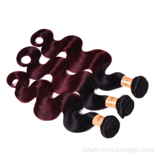 Two Tone Ombre Colored Brazilian hair Weave Bundles, 1B/99J Color Brazilian Body Wave Hair
